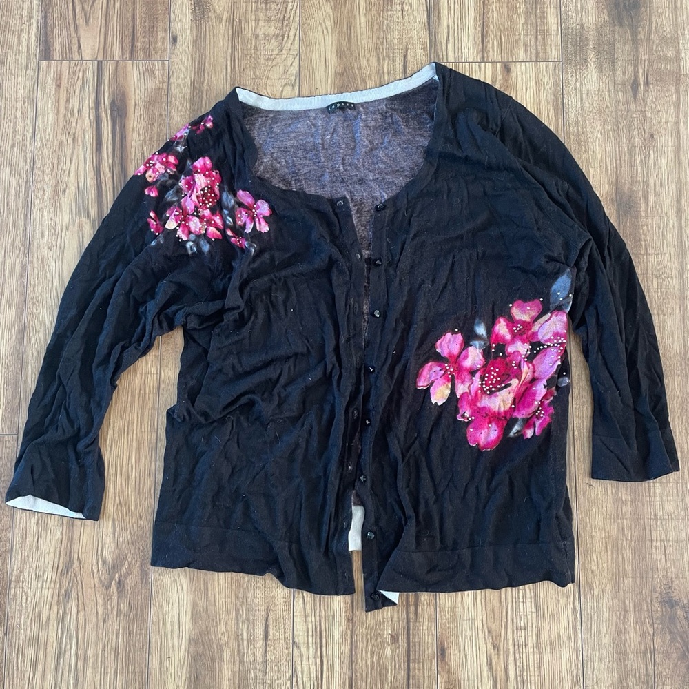 Black Floral Cardigan